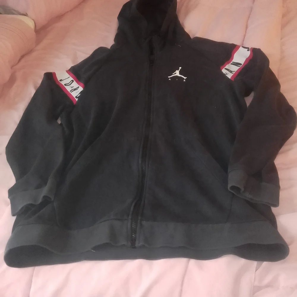 Jordan Full Zip Up‎ Hooded Black Jacket Size Large Made In Vietnam